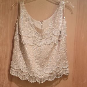 Alexanders Vintage Sequin Fringe Sleeveless Top